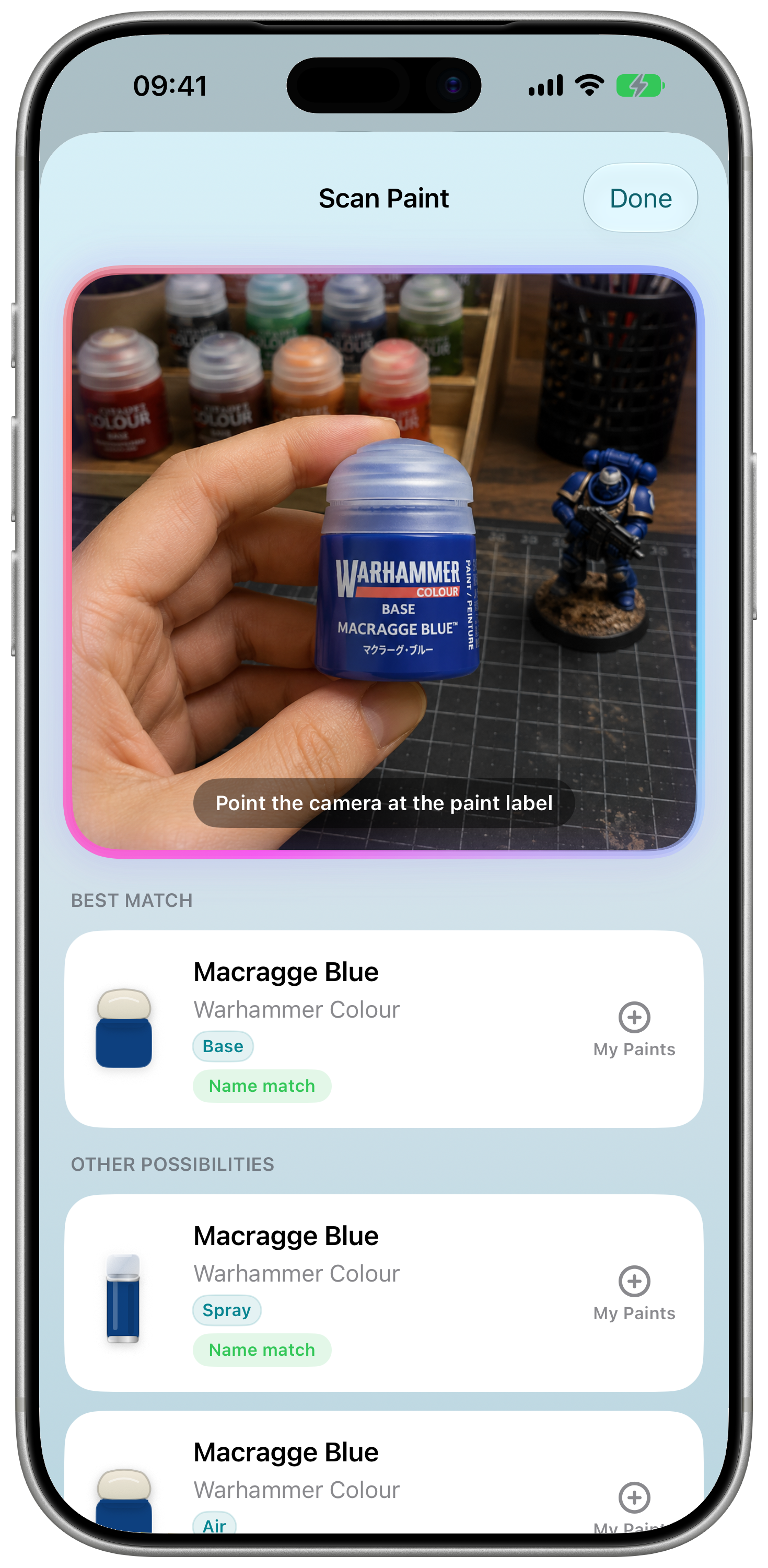 Paint label scanner results